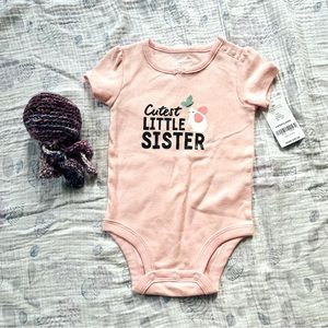 NWT infant newborn baby girl little sister onesie